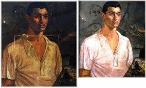 Obra antes y despues de la restauración.